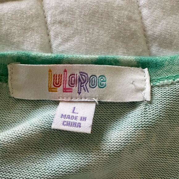 LULAROE Womens Sweater Large Blue Sarah Open Cardigan Duster Floral Soft Knit - Picture 7 of 14